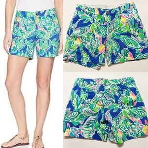 Lilly Pulitzer Womens Beckon Blue Wake Up Call The Jayne Short 7" Short Size 4